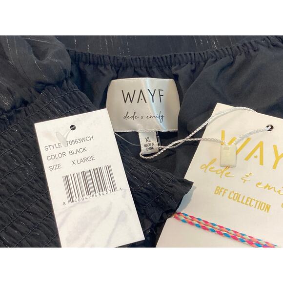 Wayf Dede & Emily Sarah Metallic Off Shoulder Top Sz XL/Extra Large in Black NWT - Picture 6 of 8